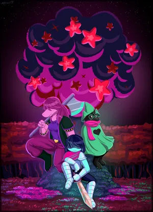 Deltarune Characters On Stars Wallpaper