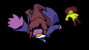 Deltarune Closet Fall Susie And Kris Wallpaper