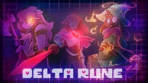 Deltarune Heroes Neon Purple Grids Wallpaper