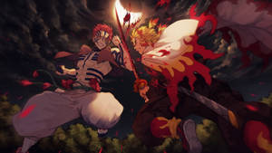 Demon Slayer Akaza Duel With Kyojuro Wallpaper