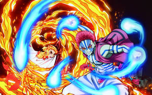 Demon Slayer Akaza Fight With Kyoujuro Wallpaper