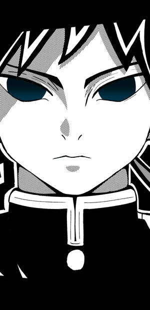 Demon Slayer Black And White Giyu Closeup Angle Wallpaper