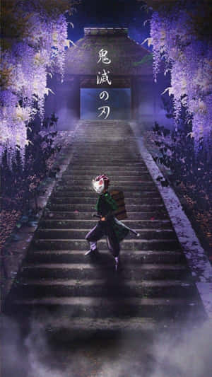 Demon Slayer Scenery Purple Temple Wallpaper