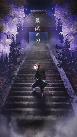 Demon Slayer Scenery Purple Temple Wallpaper