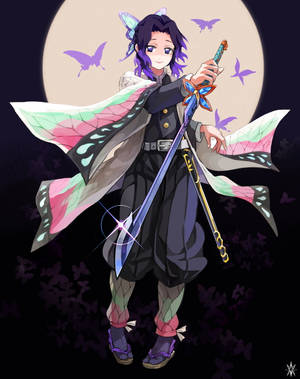 Demon Slayer Uniform At Full Moon Shinobu Pfp Wallpaper