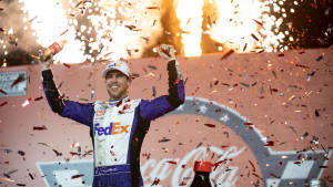 Denny Hamlin Surrounded By Confetti Wallpaper