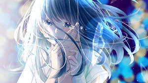 Depressed Anime Girl Blue Art Wallpaper