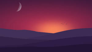 Desert And Moon Aesthetic Art Desktop Wallpaper