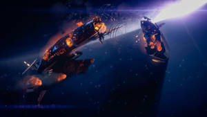 Destroyed Spaceship In Space 1440p Gaming Wallpaper