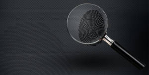 Detective Analyzing Fingerprints With Magnifying Glass Wallpaper