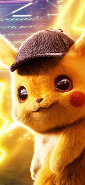 Detective Pikachu With Yellow Neon Lights Wallpaper