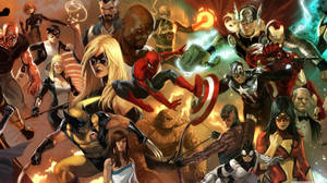 Digital Artwork Of Marvel Superheroes Wallpaper
