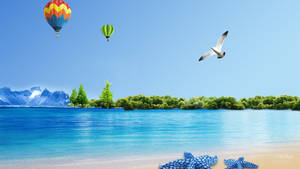 Digital Beach Summer Desktop Wallpaper