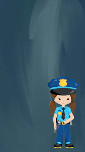 Digital Cartoon Vector Artwork Of Cop Policewoman Wallpaper