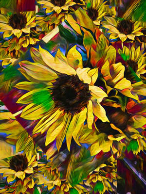 Digital Sunflower Collage Wallpaper
