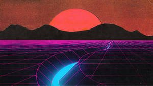 Digital Synthwave Sunset Wallpaper