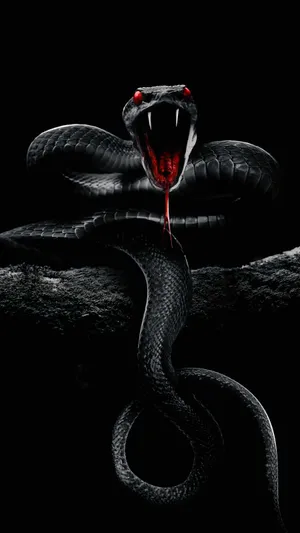 Digitally Enhanced Black Mamba Snake Wallpaper