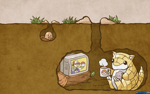 Diglett And Sandshrew Watching Tv Wallpaper