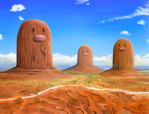 Diglett Towers With White Clouds Wallpaper