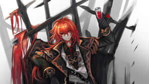 Diluc In A Heroic Pose, Sword Drawn Wallpaper