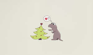 Dinosaur Confusedby Christmas Tree Wallpaper