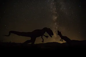 Dinosaur Night Silhouette Wallpaper