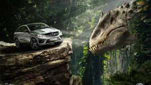 Dinosaurs Roam Amongst The Spectacular Blue Jurassic World Wallpaper