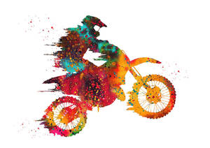 Dirt Bike Colorful Abstract Art Wallpaper