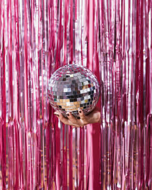 Disco Ballin Pink Tinsel Backdrop.jpg Wallpaper