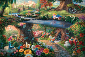 Disney Alice In Wonderland Painting Hd Wallpaper
