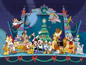Disney Characters Christmas Celebration Wallpaper