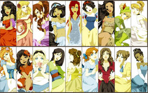 Disney Characters Princesses Collage Wallpaper