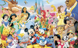 Disney Characters With Castle Wallpaper