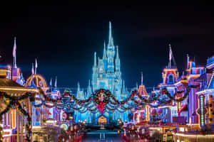 Disney Christmas Ipad With A Glowing Castle Wallpaper