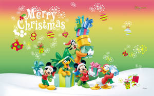 Disney Christmas Mickey With Presents Wallpaper