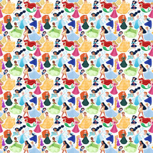 Disney Pattern With Princesses Wallpaper