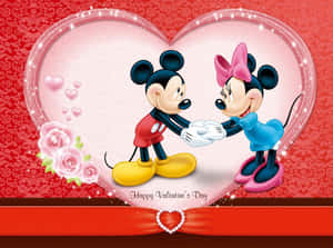 Disney Valentine With Mickey And Minnie In A Heart Wallpaper