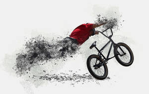 Dispersing Man On Bicycle Art Wallpaper