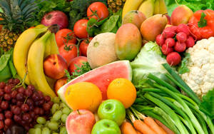Display Of Fruits And Vegetables Wallpaper