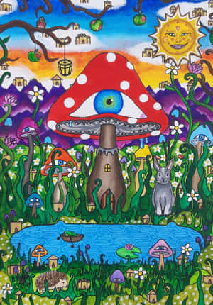 Dive Into A Vibrant World Of Psychedelic Wonder. Wallpaper