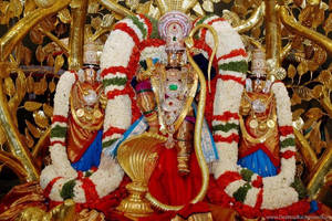 Divine Blessings - Emerald Glory Of Lord Venkateswara And His Consorts, 4k Image Wallpaper