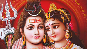 Divine Embrace - A High-definition Snapshot Of Shiv And Parvati Wallpaper