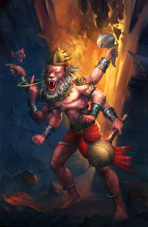 Divine Fury - The Angry Vishnu In His Lion Avatar Wallpaper