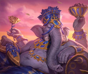 Divine Glow Of Lord Ganesha In Hd Wallpaper
