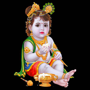 Divine Innocence - Breathtaking Image Of Bal Krishna Wallpaper