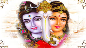 Divine Representation Of Shiv Parvati With Ganesha - Spiritual Hd Wallpaper Wallpaper