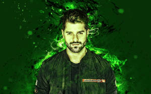 Dj Alok Free Fire Neon Green Background Wallpaper