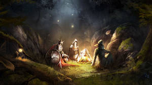 Dnd Campfire In The Forest Wallpaper