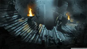 Dnd Castle Stairs Battle Wallpaper