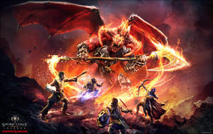 Dnd Heroes Against Red Dragon Poster Wallpaper